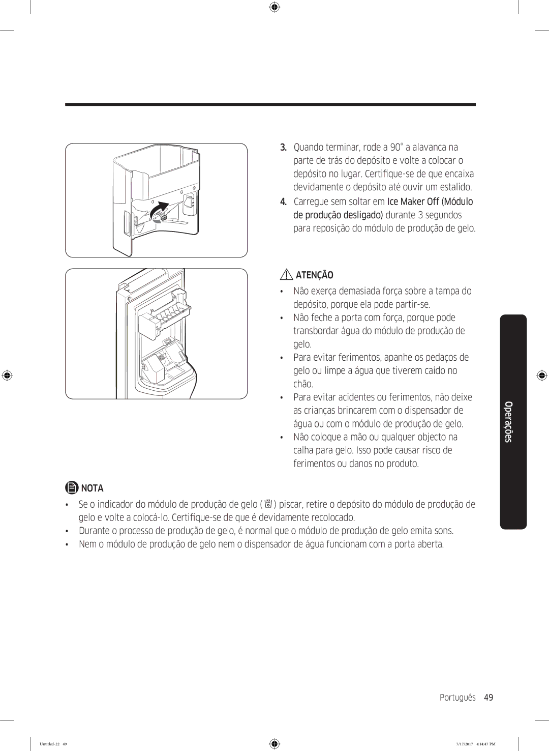 Samsung RH62K6257SL/ES, RSA1ZTMG1/EUR, RH58K6598SL/ES, RSA1ZTMG1/XEF, RH62K6298SL/ES, RSA1ZTMG1/XSG manual Português 49  